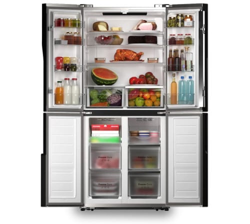 frigorifico americano cecotec coolmarket 4d con comida h500