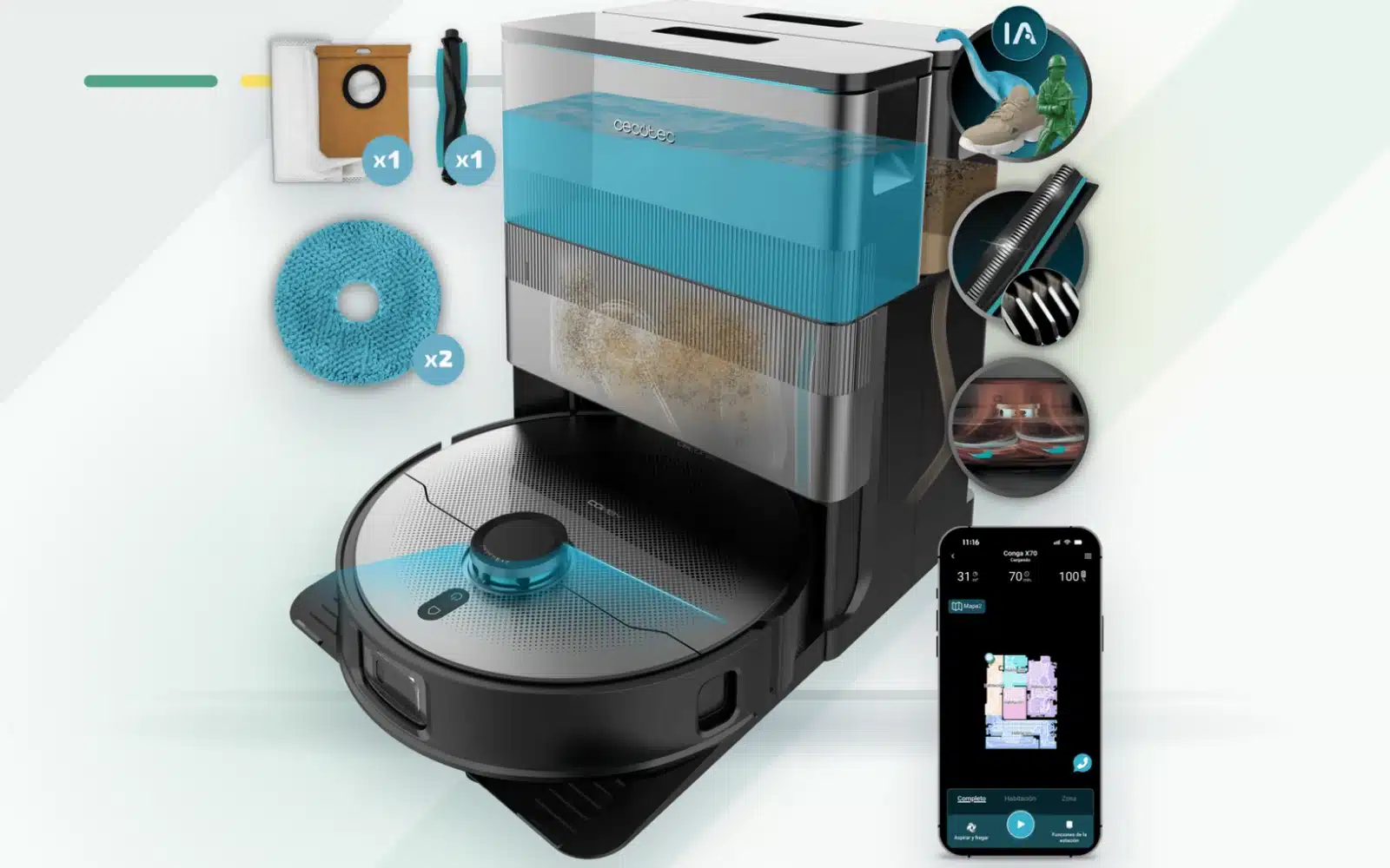Robot aspirador Cecotec Conga X100 en imagen destacada